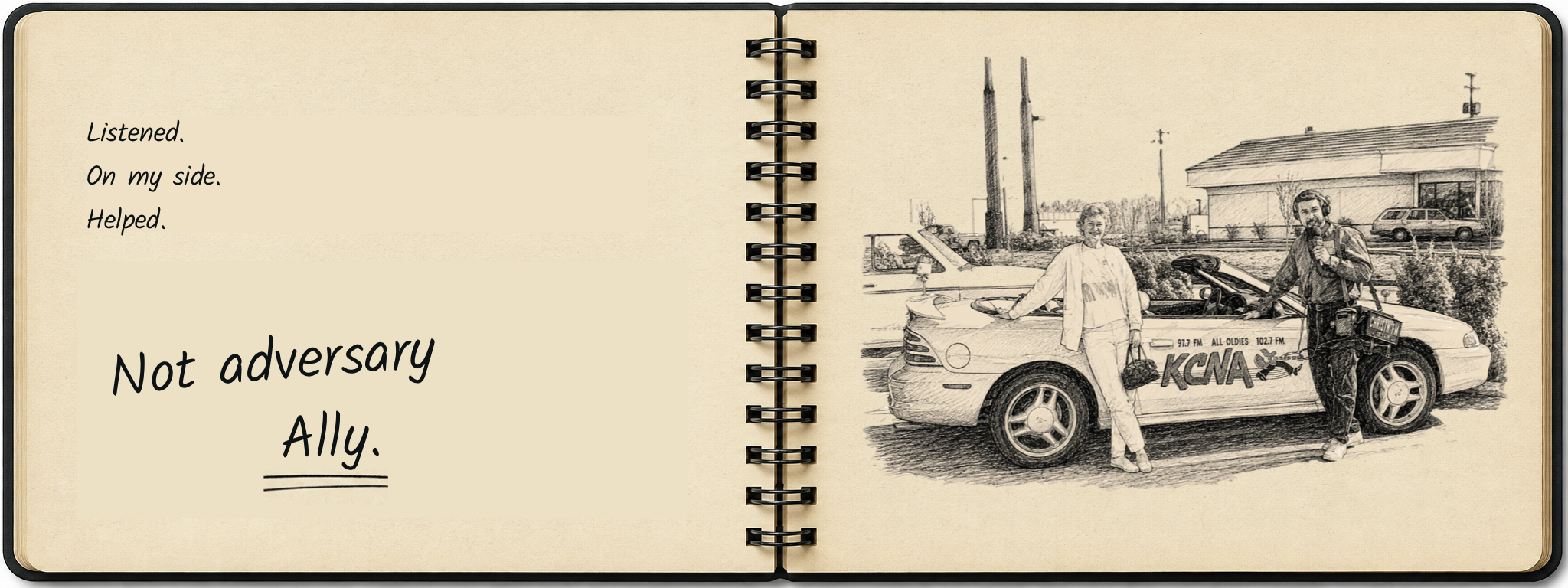 Research Notebook spread 7: Not Adversary. Ally.