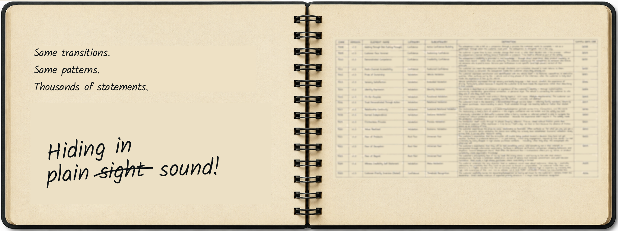 Research Notebook spread 9: Hiding in plain sight—sound!