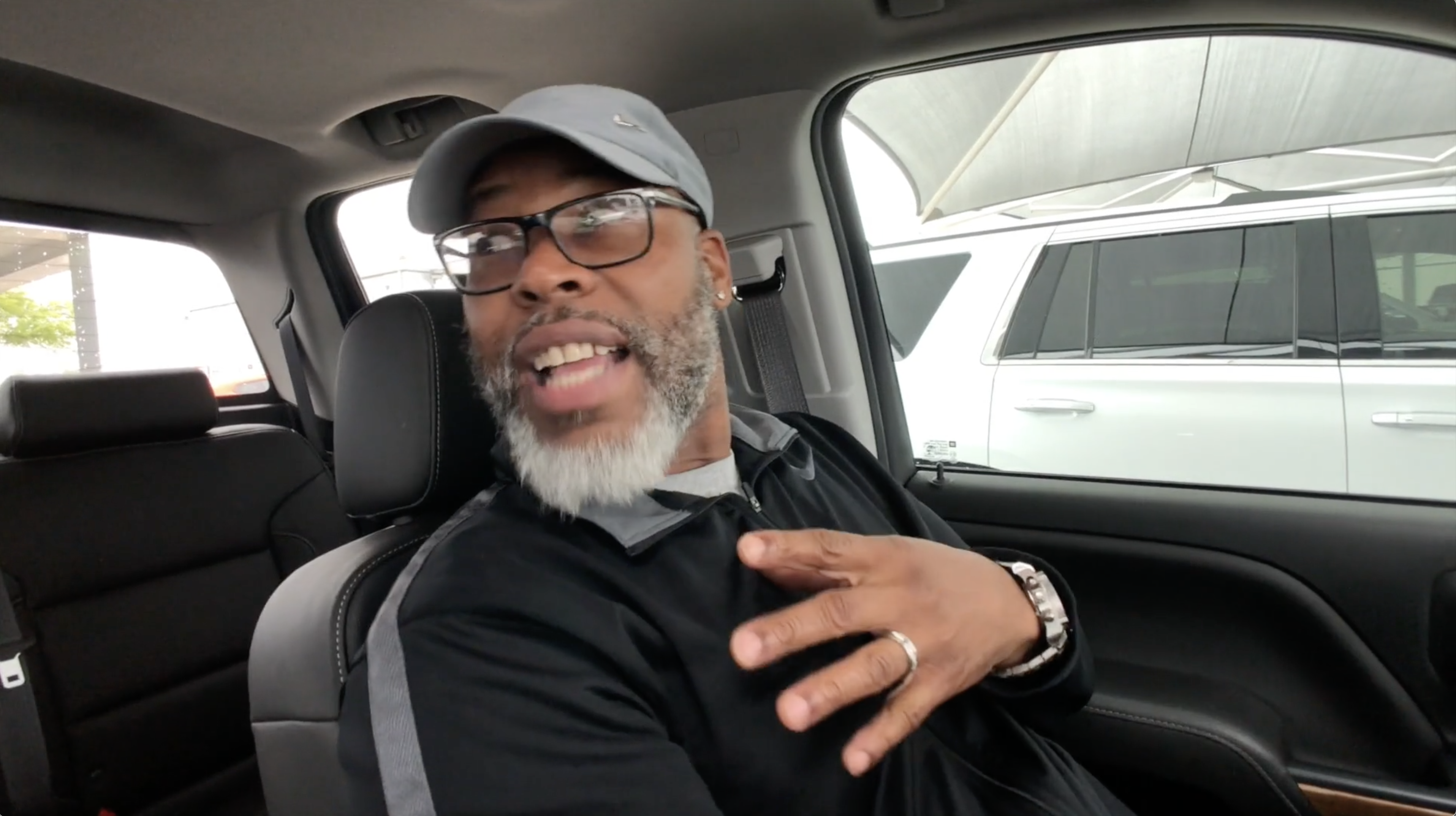 Customer speaking from inside a vehicle
